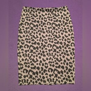 Victorias Secret Black & Grey Leopard Print Pencil Slit Skirt Waist 26"